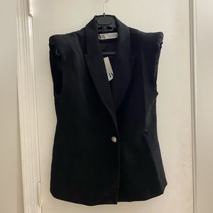 Zara Black Vest with Shoulder Pads